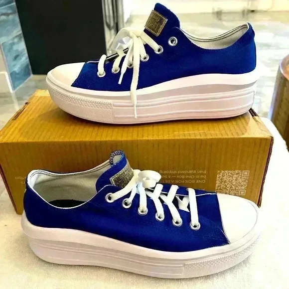 Conversé All Star Low Platform Blue Women’s 9.5 Custom Kate #11 Brand New - Picture 1 of 7